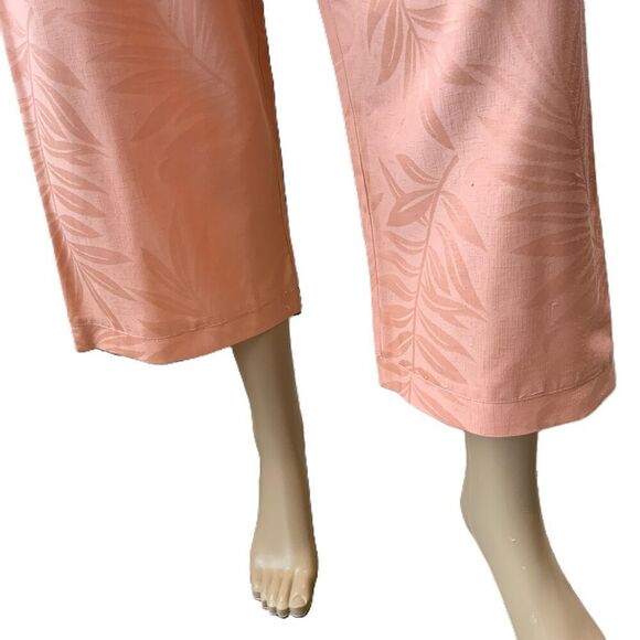 Dana Gibson Coral Floral Pattern Elastic Waist Silk Pants Sz Lg Coastal Grandma - Picture 3 of 14